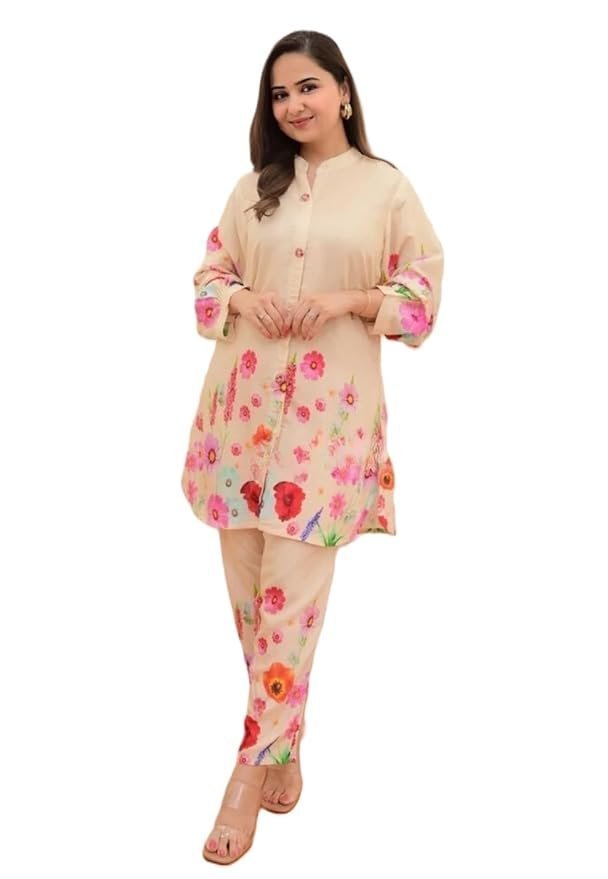 51a1yEzPBwL._SY879_.jpg Women's Rayon Co Ord Set | Co Ord Set for Women Stylish | Kurta Set for Women | Kurta Set | Ethnic Co Ord Set for Women | 3/4 Sleeve Women Co-ord set - Image 1
