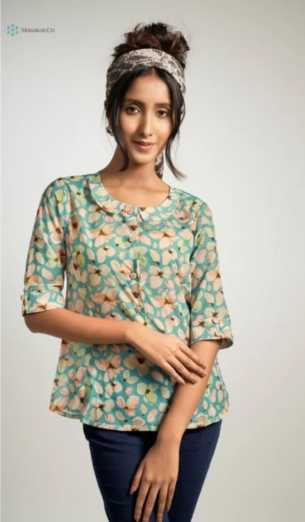 Sky Blue Flower Top